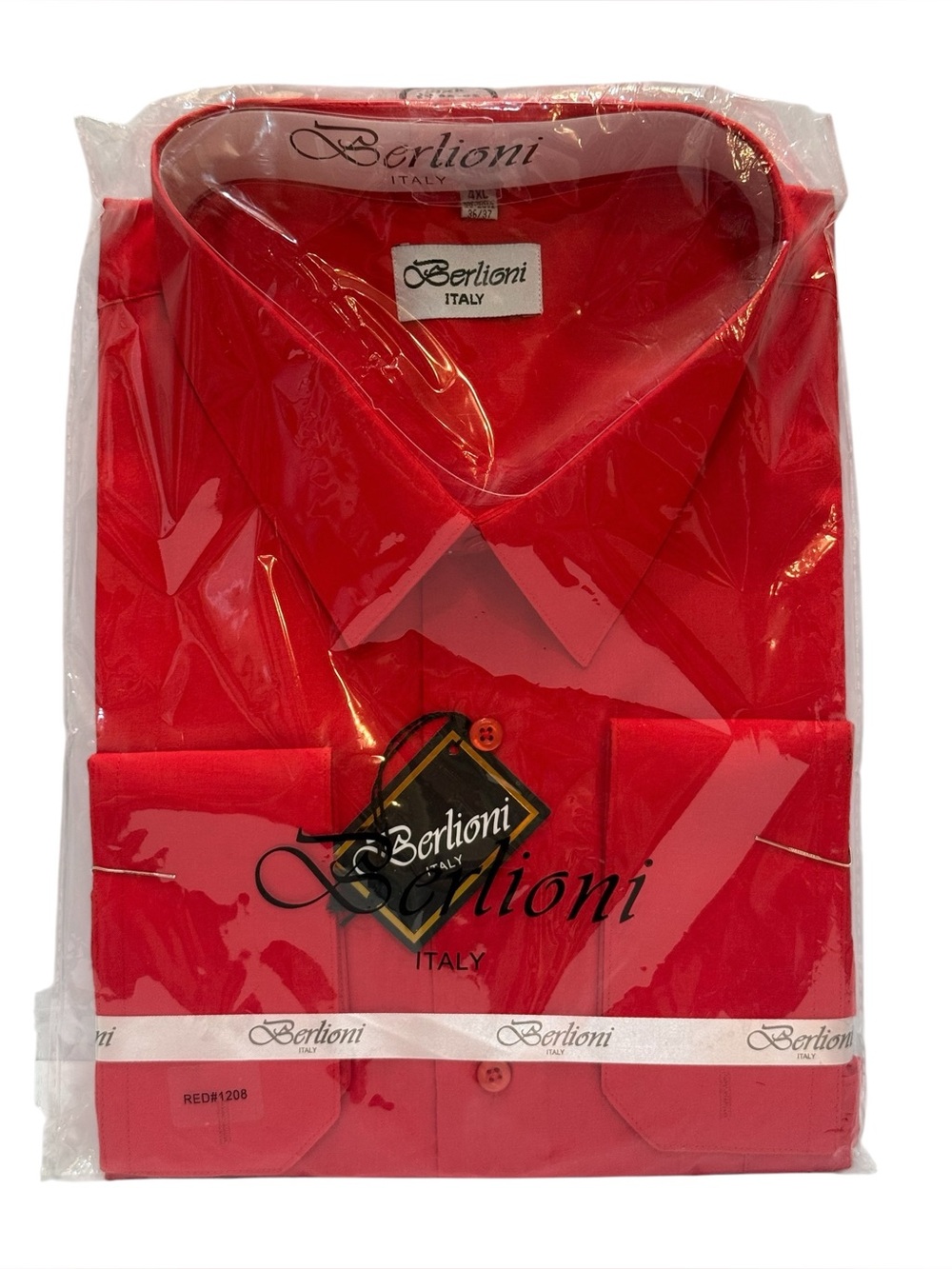 NEW in Package Berlioni Italy Red #1208 Dress Shirt Men’s Sz 4XL 20-20 1/2